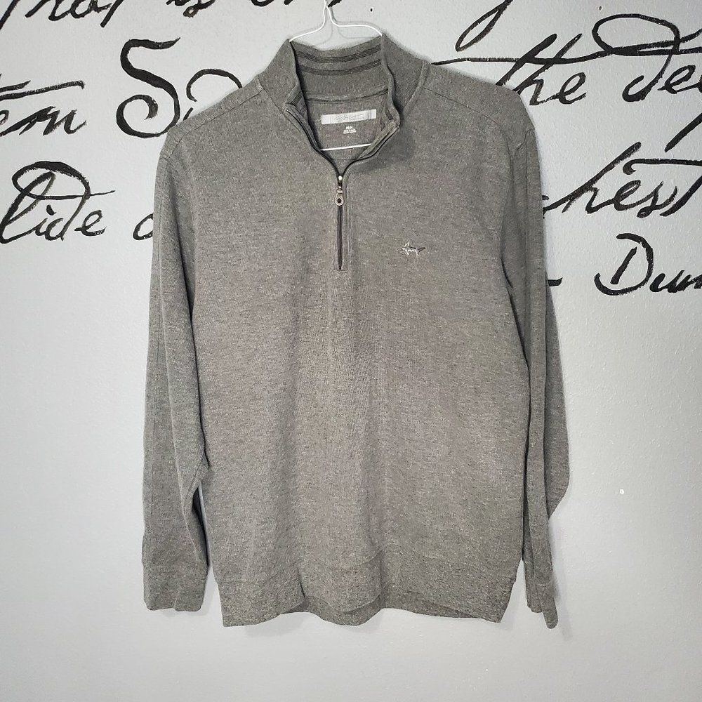 Greg Norman Men's 1/4 Zip Pullover Natural Performance Sweater Grey, M
